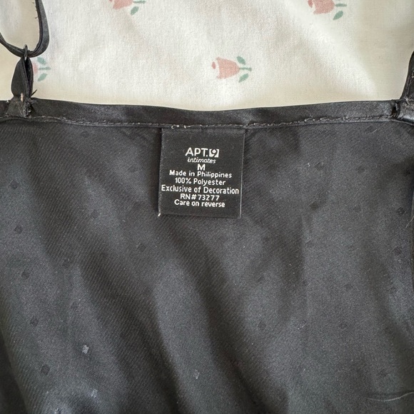 black satin slip dress with lace trim - Picture 3 of 5